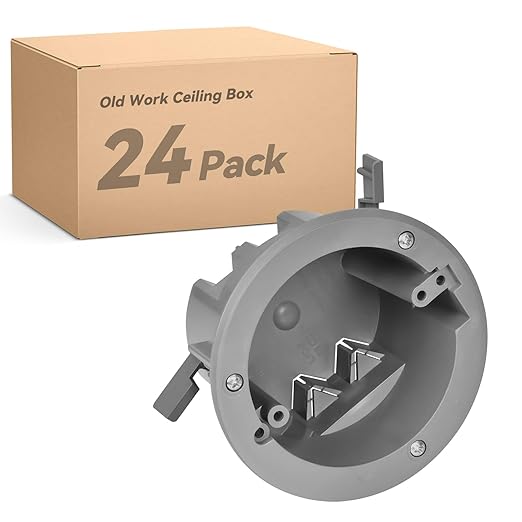 4" Old Work Ceiling Box, 18 CU. in. Round Electrical Box, PVC, UL Listed, 24 Pack