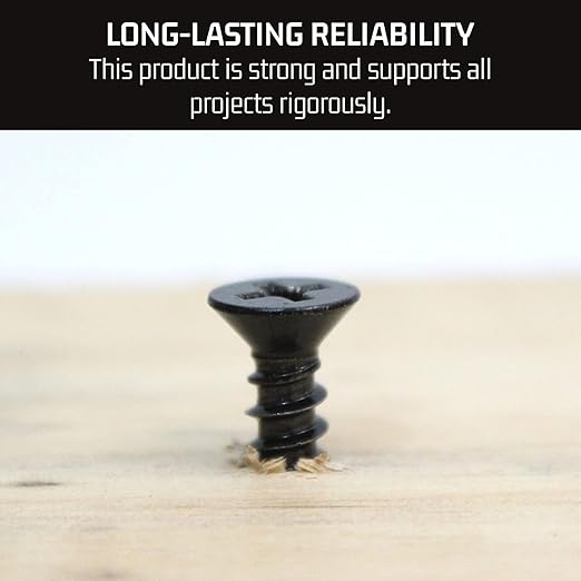 Bolt Dropper #6 x 1/2 Inch Wood Screws, Pack of 100 - Black Xylan Coated Stainless Steel Flat Head Phillips Screw - Corrosion Resistant for Wood, Drywall Applications, and Outdoor Use