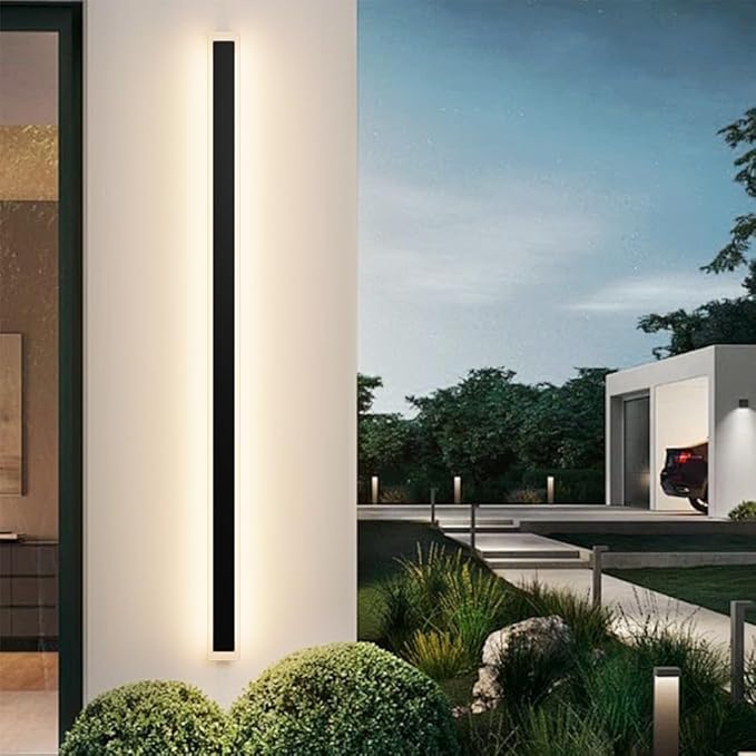 Aipsun Outdoor Wall Lighting 1 Pack, Black LED Exterior Sconces 3000K,31.5inch Modern Outdoor Wall Light Fixtures for House Courtyard Balcony Porch