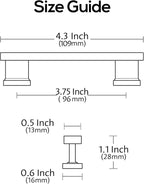 Alzassbg 10 Pack Matt Gold Cabinet Pulls, 3-3/4 Inch(96mm) Hole Centers Kitchen Cabinet Handles for Cabinets and Drawers AL3061MGP