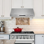 30 inch Pro-Style Natural Gas Range or Liquid Propane Gas Range with 5 Burners, 4.55 cu.ft. Oven & 30 inch Under Cabinet Range Hood in Stainless Steel (White)