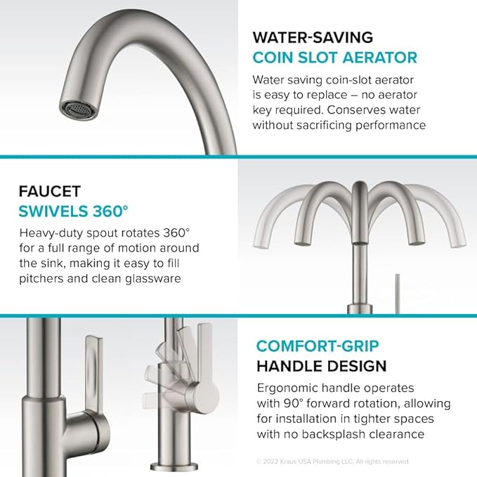 Kraus Oletto Single Handle Kitchen Bar Faucet in Chrome, Kitchen Sink Faucets, KPF-2822CH