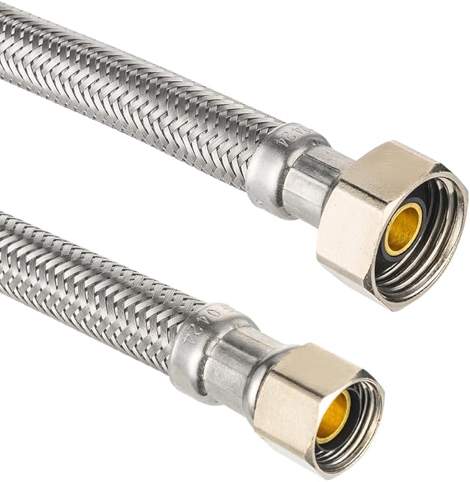 10-Pack EFIELD 20-inch Faucet Supply Lines, 1/2" FIP x 3/8" COMP Faucet Hose, Stainless Steel Braided Supply Line,(HOSE048)