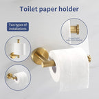 Bathroom Hardware Set Brushed Gold, 10pcs Towel Bar Set Including 2pcs16 inch Towel Bars, Toilet Paper Holders, Towel Rings and 4pcs Robe Towel Hooks