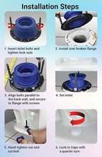 One N Done Toilet Flange Repair Kit - Toilet Kit For Low or Broken Flange. Toilet Wax Ring Replacement Kit W/Toilet Flange Extender Kit, Easy Toilet Bolts, & Toilet Caps For Bottom of Toilet. (1 Ea.)