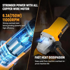 Hoteche 4-1/2-Inch Angle Grinder 6.3-Amp Compact Metal Cutting & Grinding Tool with Cutting Disc, Safety Gloves & Goggles