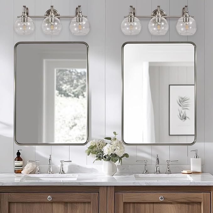 ANDY STAR 3 Light Bathroom Vanity Lights, Modern Wall Sconces Lighting, Silver Bathroom Lights with Clear Glass Shades, Bath Wall Lights Wall Lamp for Mirror, Living Room, Kitchen, Hallway