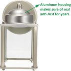 LIT-PaTH Outdoor LED Wall Lantern, Wall Sconce as Porch Lighting Fixture, 5000K Daylight White, 9.5W 800 Lumen, Aluminum Housing Plus Glass, Nickel Finish-2 Pack