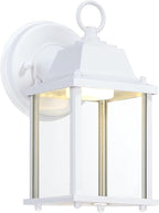 LIT-PaTH Outdoor LED Wall Lantern, Exterior Wall Sconce Porch Light Fixtures, 3000K 9.5W 800 Lumen, Aluminum Housing Plus Glass, Matte White Finish, 1-Pack