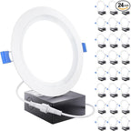 Sunco 24 Pack 6 Inch LED Recessed Light, Ceiling Canless Recessed Lights, Baffle Trim Ultra Thin, 850 LM, 14W, 4000K Cool White, Dimmable, Wafer Thin with Junction Box.