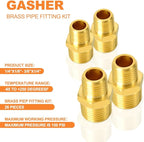 GASHER 26PCS Brass Pipe Fitting Kit, Hex Bushing, Reducer Adapter, Hex Nipple, 90 Degree Barstock Street Elbow