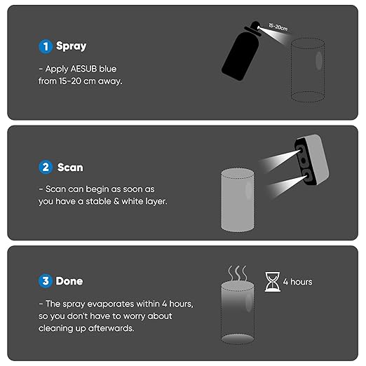 3D Scanner Scanning Spray, Use for Transparent, Black, and Reflective Surfaces, 400ml/13Oz