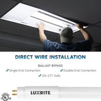 LUXRITE 12-Pack 4FT T5 LED Tube Lights, Type B, 24W=54W, 4 Colors 3500K | 4000K | 5000K | 6500K, 45.79", Single and Double End Powered, Ballast Bypass, 3200LM, F54T5 Fluorescent Replacement, UL, DLC