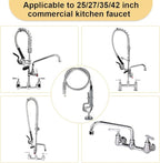 38 Inch Pre Rinse Hose with Sprayer Valve, Commercial Faucet Flexible Hose with Spray Head Replacement Kit for Commercial Restaurant Kitchen Sink Faucet - Grey