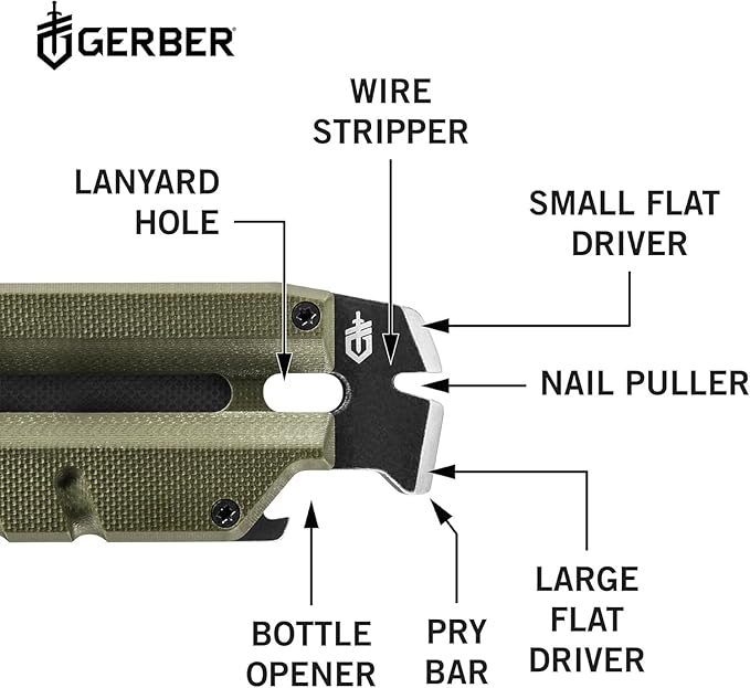 GERBER Gear Prybrid Utility EDC Multitool Pocket Utility Knife - Razor Knife with Retractable Hobby Blade and Pry Bar - Green with Clip