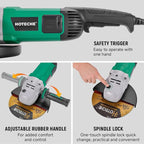 Hoteche 9-Inch Angle Grinder 4-HP Grinding and Cutting Tool Fits 7/8" Hole Size Wheels with Rotatable Handle and Lock-On Switch