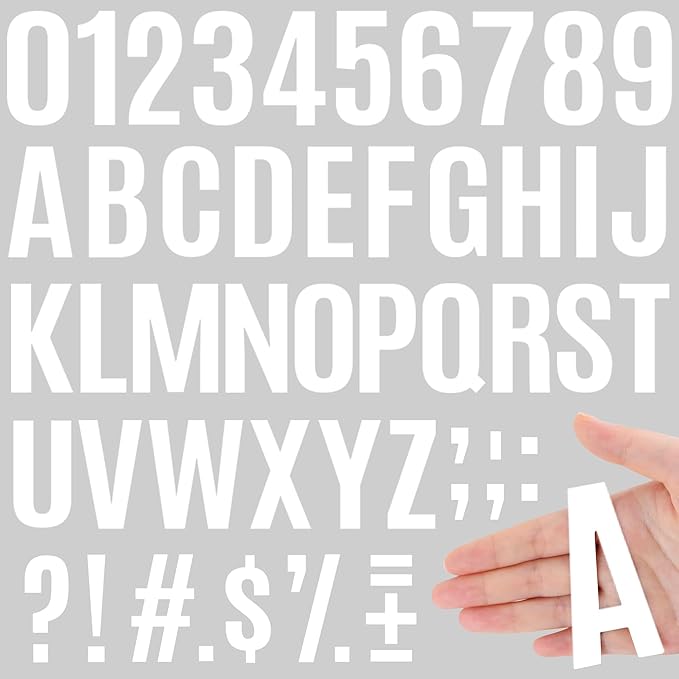 910 PCS 42 Sheets Letter Stickers Large Mailbox Numbers and Letters Self Adhesive Vinyl Waterproof Custom Alphabet Number Stickers for Mailbox Address, DIY Crafts, Door, Windows Decor (3 Inch,White)