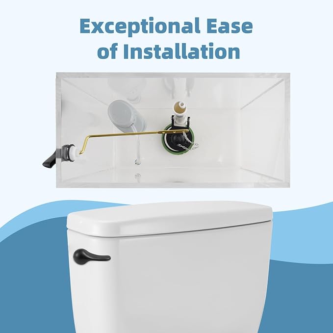 iFealClear Universal Toilet Handle Replacement Kit Side Mount with 2-Inch Rubber Toilet Flapper, Toilet Tank Parts Compatible with Kohler, American Standard, TOTO, Mansfield, Angle Mount-Matte Black
