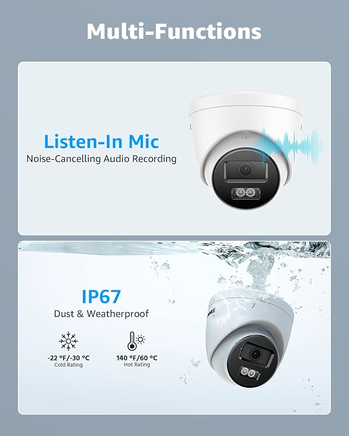 ANNKE 4K PoE Security Camera System with Audio Recording, 8 Channel 12MP H.265+ NVR with 4Pcs 8MP IP Turret Cams, Wide-Angle, IP67 Waterproof, Smart Dual Light, AI Human&Vehicle Detection(2TB HDD)