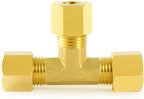 ChillWaves Brass Tee Compression Tube Fitting, 1/2" OD x 1/2" OD x 1/2" OD Compression Union Connector(2-PACK)