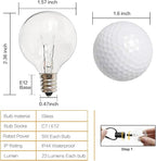 G40 Replacement Bulbs, 25 Pack Clear Glass Globe 5W E12 Candelabra Base Incandescent Light Bulbs, Warm White for Outdoor String Lights, Christmas, Patio, Holiday Decor