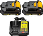 2 Pack 2.0Ah DCB120 Lithium-ion Battery Replacement for Dewalt 12V MAX Battery and DCB112 Fast Charger Combo.Compatible with Dewalt 12V Cordless Power Tools DCD701/DCF601/DCL050