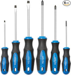 ROTATION 6PCS Magnetic Tip Screwdriver Set, 3 Phillips and 3 Flat, Professional Cushion Grip | 6-Piece Hand Tools Set