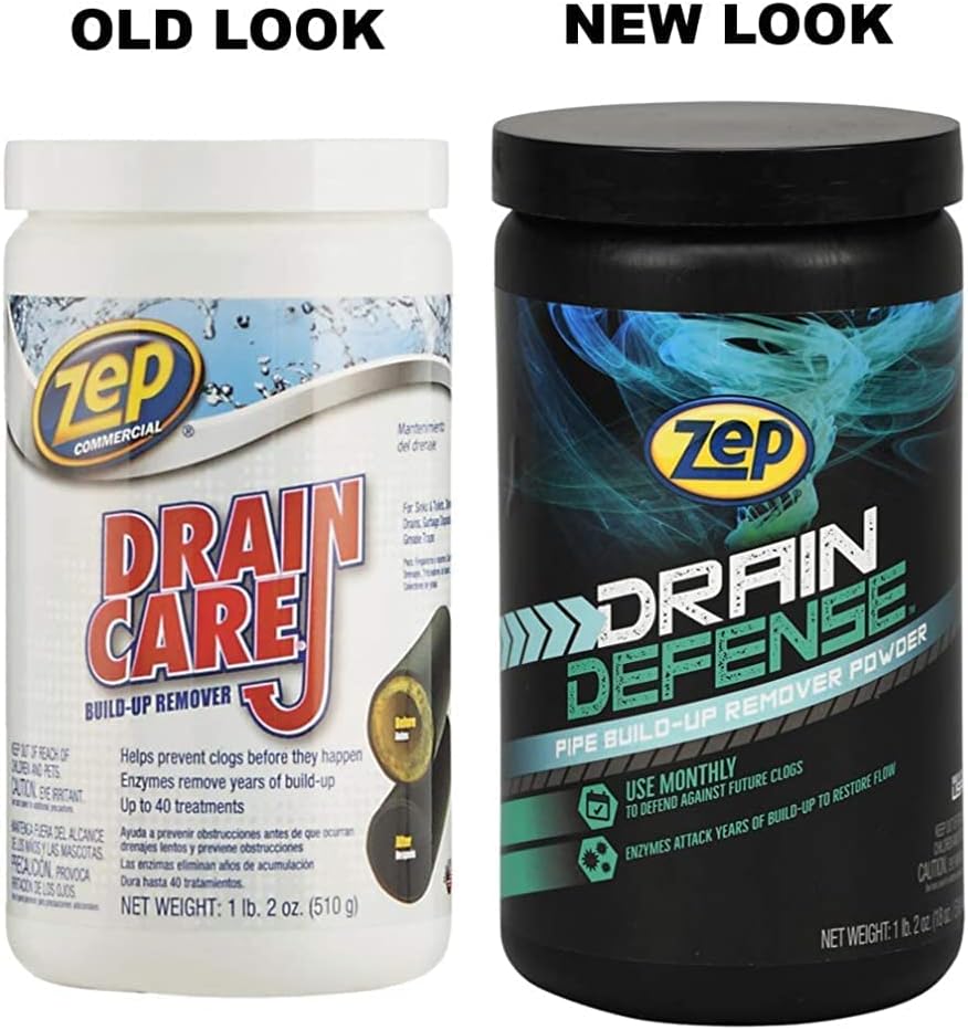 Zep Drain Defense Enzymatic Cleaner Powder - 18 oz (Case of 2) ZDC16 - Safe for Pipes and Septic Systems