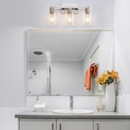 3-Light Vanity Lights,Brushed Nickel Vanity Light,with Clear Glass Shade for Bathroom Light Fixtures, Bathroom Light Fixtures Over Mirror