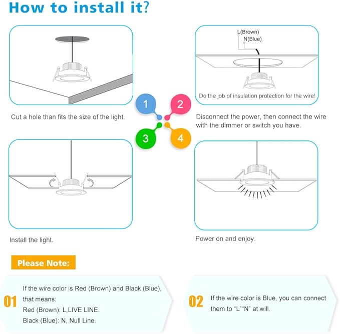 2 Inch LED Downlight, Recessed Lighting Dimmable Ceiling Light, 3W, 3000K Warm White, CRI80 with LED Driver(35W Halogen Equivalent), Black 8 Pack