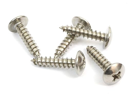 Bolt Dropper No. 6 x 3/4" Stainless Truss Head Phillips Wood Screw, (100 pc), 18-8 (304) Stainless Steel Sheet Metal Screws, Type A Point, Plain Finish by Bolt Dropper
