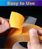 Ultra-Thin Double Sided Adhesive Tape 1.5Inch x 66Ft Transparent Sticky Tape for Making DIY Crafts, Paste Photo, Scrapbook, Gift Wrap, Rug Fixed, Woodworker, Fashion Clothing, Wall Decor, Cat Training