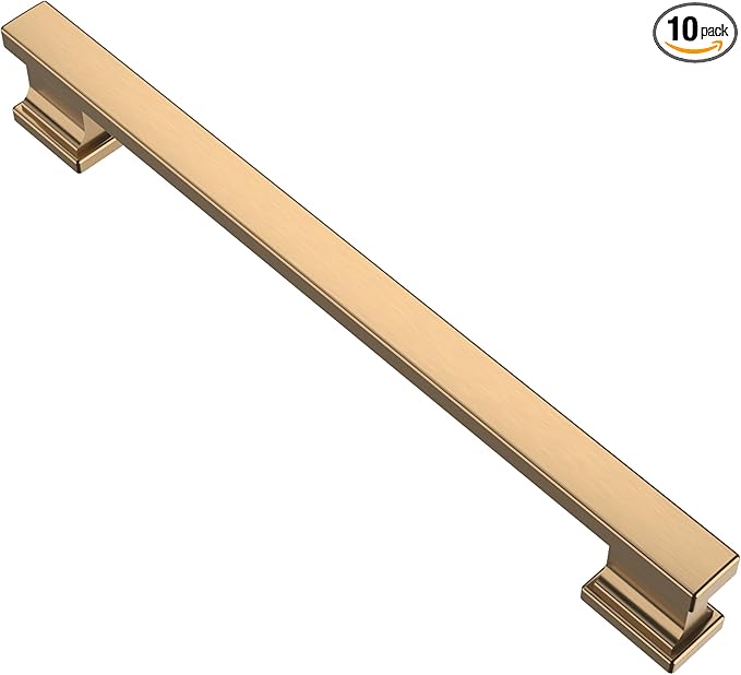 Alzassbg 10 Pack Champagne Bronze Cabinet Pulls, 7 Inch(177.8mm) Hole Centers Kitchen Cabinet Handles for Cabinets and Drawers AL3061TGP