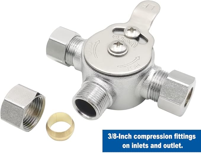 HYDRO MASTER Mechanical Water Mixing Valve, 3/8" Compression Fittings on inlets and Outlet