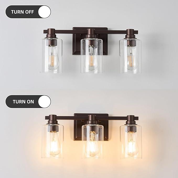 3 Lights Bathroom Lighting Fixtures Over Mirror Oil Rubbed Bronze Bathroom Vanity Light Fixture Farmhouse Vanity Light Vintage for Bedroom Living Room Hallway