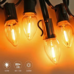 KGC 25Pack C7 LED Christmas Light Bulb, E12 Base LED Bulbs, 0.6W 2200K Warm White 50LM, Clear Plastic Night Lights C7 Replacement Bulbs for Christmas String Lights.