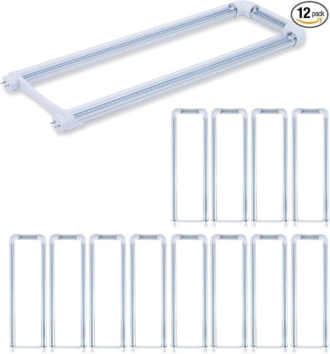 12-Pack T8 U Bend LED Tube Light 2FT 24W (60W Equivalent) U Shaped Bulb 6000K Daylight White 2640lm for Fluorescent Replacement, Dual-End Powered