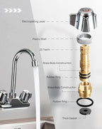4" Brass Faucet Handle Cartridge Replacement Stem Assembly Faucet Valves Hot and Cold Knob Handle Kit with Stem for Kitchen & Bathroom Knob Handles