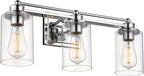 Bathroom Vanity Light Fixtures, HWH Modern Wall Sconce Lighting Over Mirror, 3-Light Vanity Wall Lamp in Chrome, 5HLT63B-3W CH