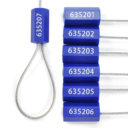 1000 pcs Tamper Proof Security Cable Wire Seals Numbered Padlock Pull-Tite Security Tag Straps for Trailers, Cargo, Truck (Blue)
