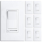 Amico 6 Pack Dimmer Light Switch, Single-Pole or 3-Way Slide Dimmer Switches for Led Lights, Suitable for 150W Dimmable LED/CFL and 600W Incandescent/Halogen, Wall Plate Included, UL Listed, White