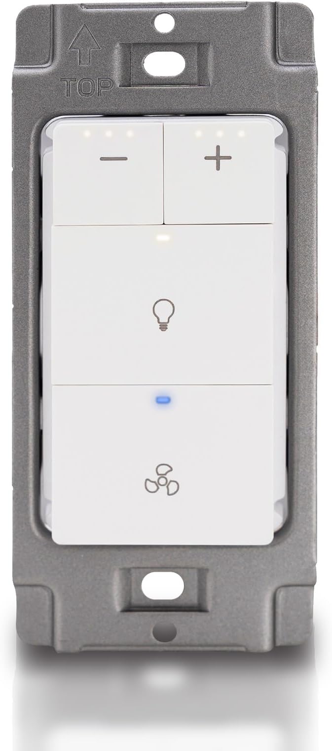 Akicon Dimmer Switch for Exhaust Fan with Light, Single Pole Fan Light Switch, Neutral Wire Needed, White