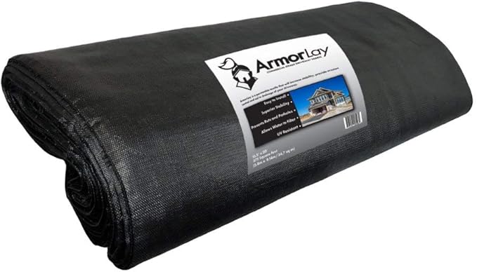 ArmorLay Commercial Grade Ground Stabilization Fabric, Underlayment (Black, 12.5' X 30')