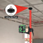 MOETER 12Ft/3.7M Telescoping Laser Level Pole, Adjustable Laser Pole with Universal Mounting Bracket 1/4”-20 & 5/8”-11 Adapters, Laser Level Stand for Rotary & Line Lasers (Without Tripod)