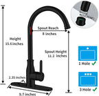 Single Handle Kitchen Faucet Stainless Steel Matte Black, Modern High Arc Kitchen Sink Faucet, Commercial Bar Sink Faucet One Hole with Deck