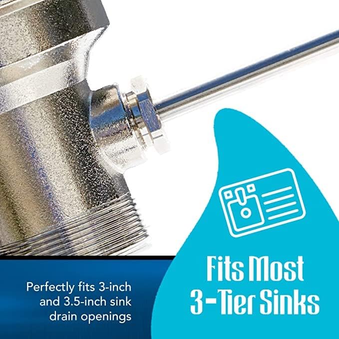 3.5-inch Sink Drain Waste Drain Valve with Lever Handle, Fits Commercial Sink Style Drains, Controls Sink Drain Stopper, Must-Have Sink Repair Kit - Reducer not included