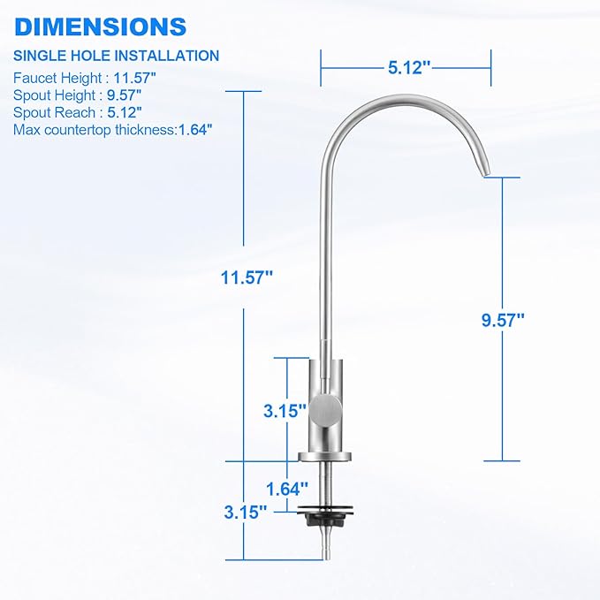 Under Sink Water Filter - Water Filter with Faucet and Feed Valve for Home Bar and Washbasin,Reduce Chlorine,Bad Taste&Odor,A Perfect Choice for Countertop Ice Maker,Coffee Maker and Skin Care