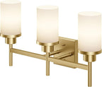 Bathrom Light Fixtures Modern Gold 3 Vanity Lights Over Mirror, Wall Lamps with White Frosted Glass Shade for Toilet Washroom Bath T001GD-L3