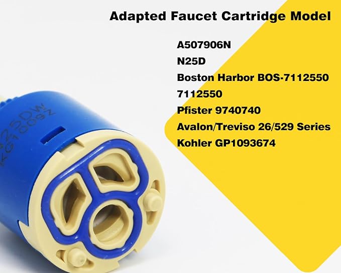 N25DW Faucet Cartridge, Replacement parts for Pfister 974-074 Kohler Kitchen Faucet GP1093674 etc, for Single Handle Faucet Valve Cartridges with 25mm diameter, CUPC Certified, N25DW