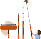 Buyplus 26Ft High Reach Squeegee for Window Cleaning Kit with 5 to 20 Foot Extension Pole, Extendable Window Cleaner Squeegee, Telescopic Window Washing Kit for Indoor/Outdoor High Window